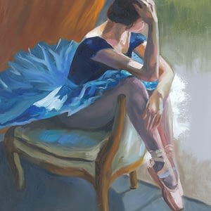 Ballerina Sitting Sideways on a Chair Looking out of Window