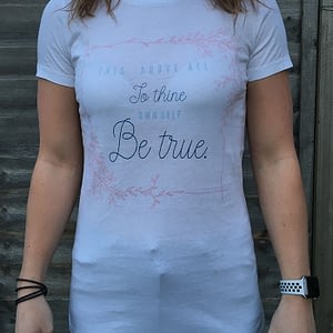 White Short Sleeved T-Shirt with Shakespear Quote