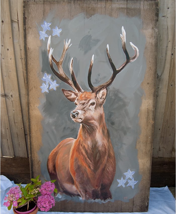 Stag Painting on Wood